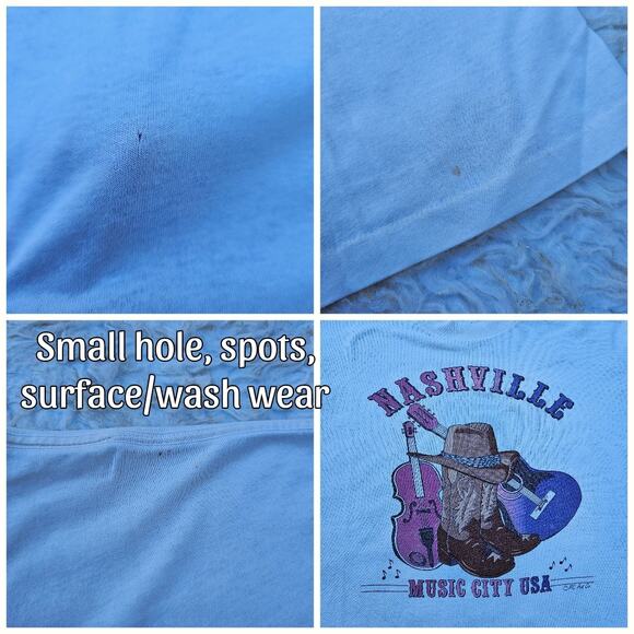 VTG Graphic Tee Nashville Country Music Size XL Off White Belton Single Stitch - Picture 7 of 10